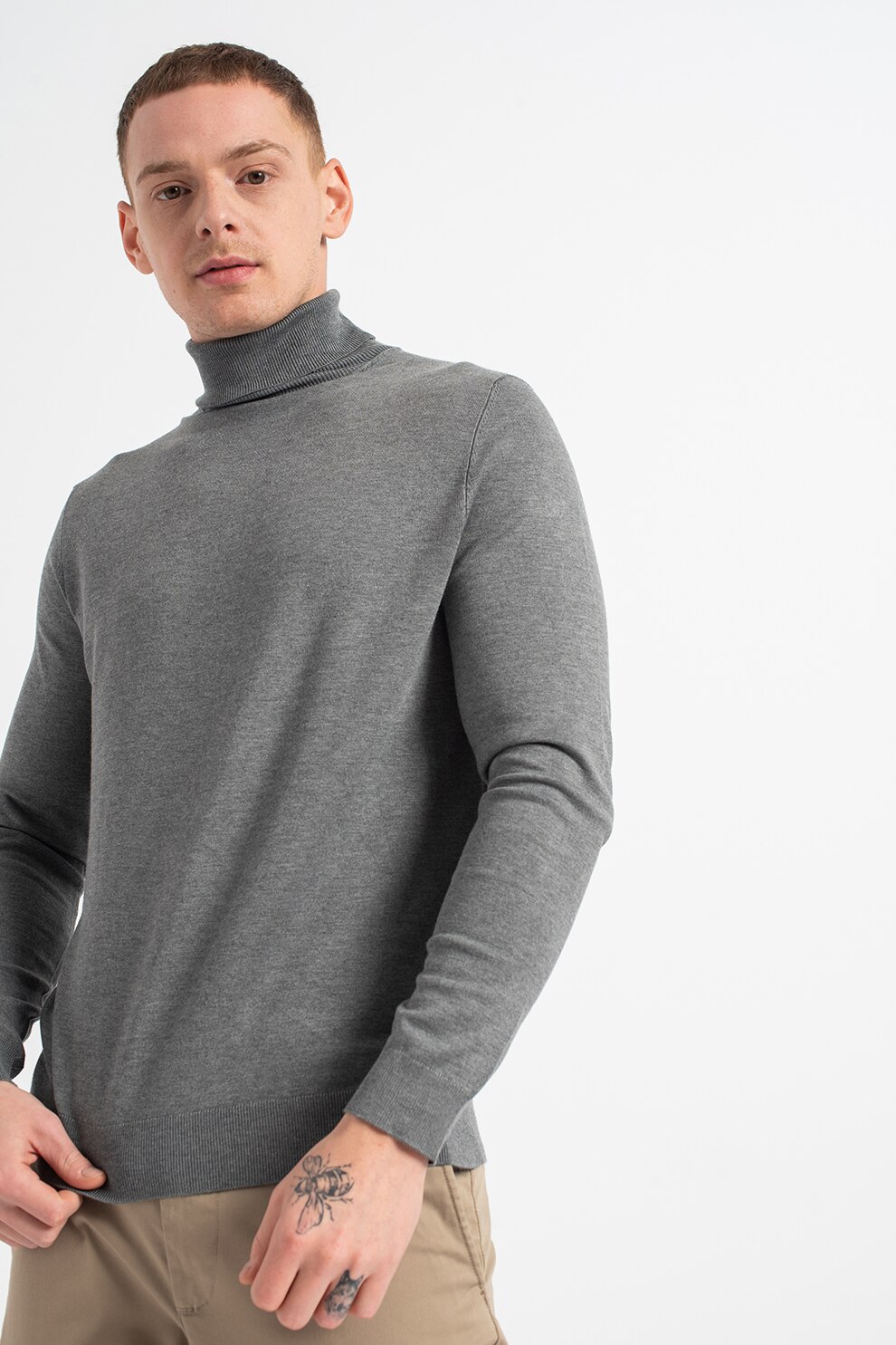 Only & Sons, Pulover cu guler inalt Wyler, Gri, 2XL