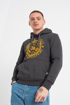 Jack&Jones, Hanorac cu imprimeu logo Locker, Gri/Galben Jack&Jones, Hanorac cu imprimeu logo Locker, Gri/Galben