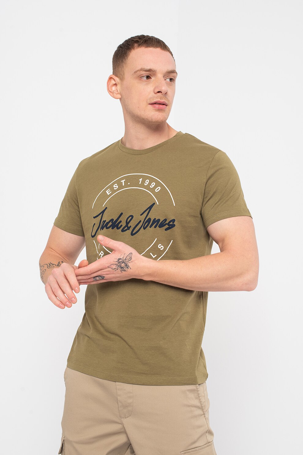 Jack&Jones, Tricou cu imprimeu logo Jerry, Verde sparanghel, S