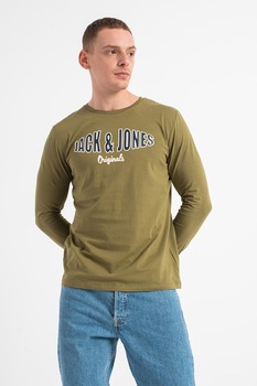 Jack&Jones, Bluza regular fit cu imprimeu logo Olive, Verde sparanghel