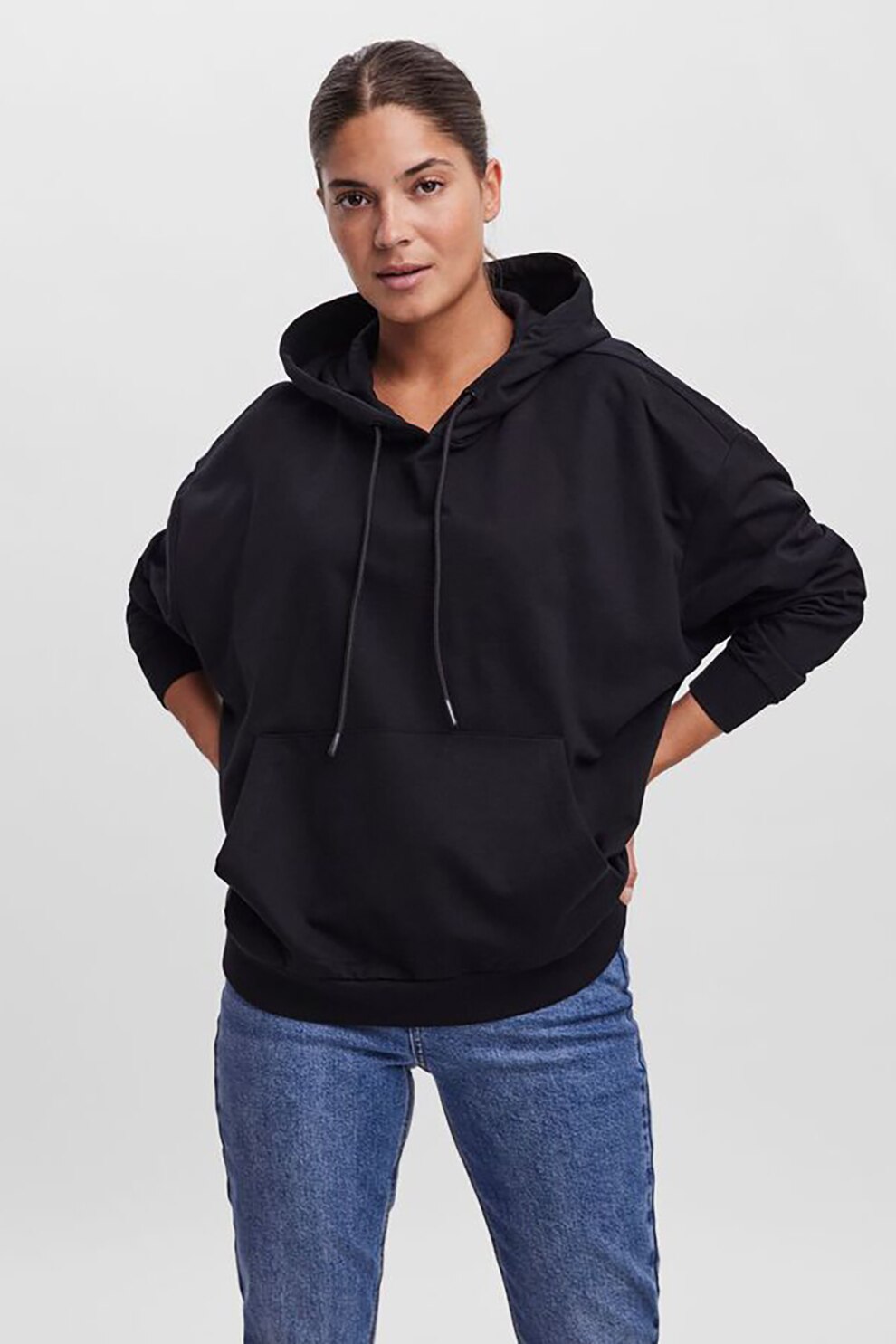 Vero Moda, Hanorac uni cu buzunare laterale, Negru