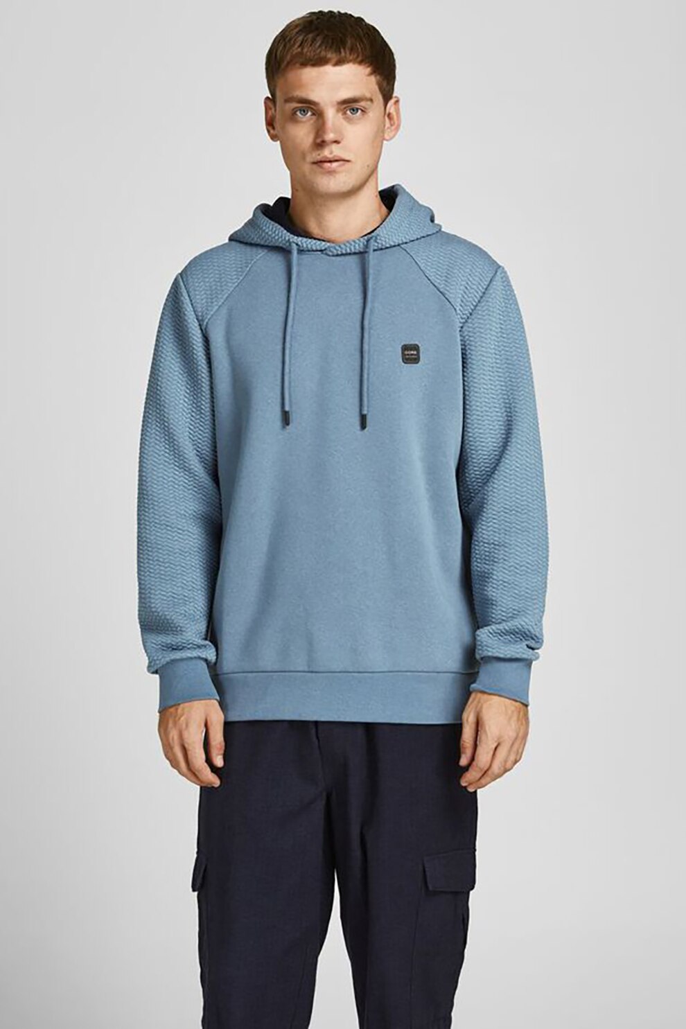 Jack&Jones, Hanorac cu segmente texturate, Albastru lavanda