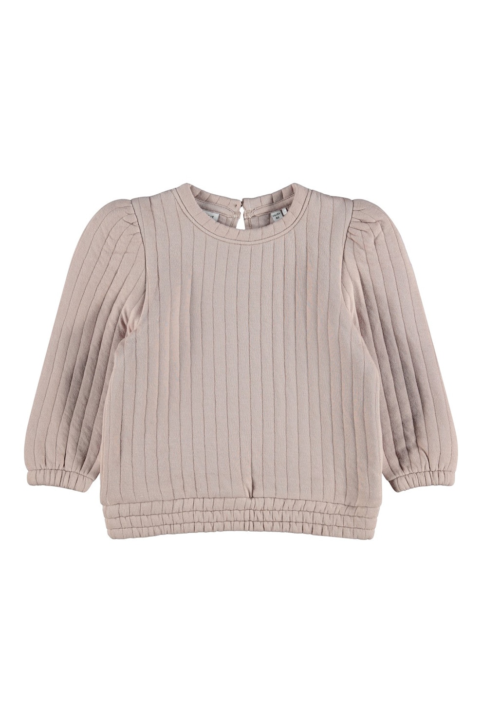 NAME IT, Bluza sport din amestec de bumbac organic cu decolteu la baza gatului, Roz pal