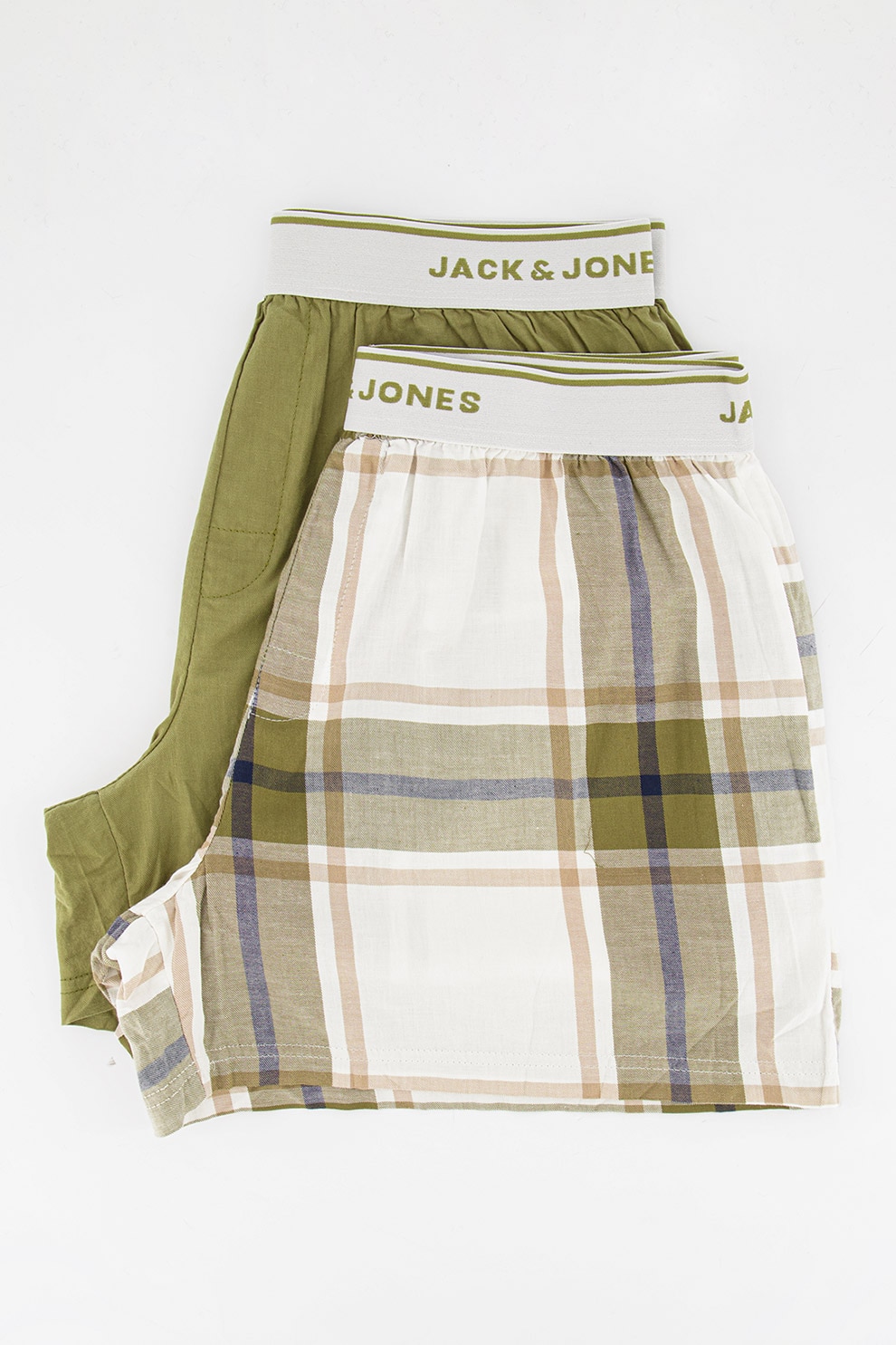 Jack&Jones, Set de boxeri cu banda cu imprimeu logo in talie Bruno - 2 perechi, Verde sparanghel