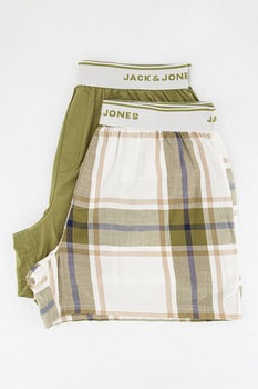 Jack&Jones, Set de boxeri cu banda cu imprimeu logo in talie Bruno - 2 perechi, Verde sparanghel Jack&Jones, Set de boxeri cu banda cu imprimeu logo in talie Bruno - 2 perechi, Verde sparanghel