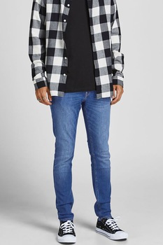Jack&Jones, Blugi slim fit cu aspect decolorat, Albastru Jack&Jones, Blugi slim fit cu aspect decolorat, Albastru