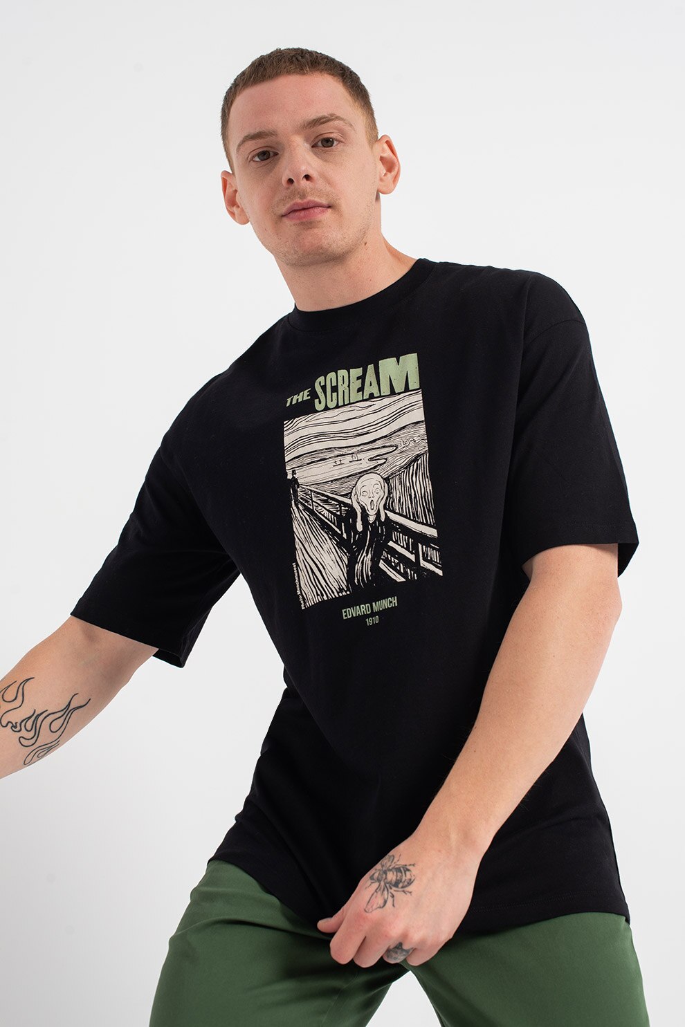 Jack&Jones, Tricou lejer de bumbac Scream, Negru, M