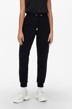 Only, Pantaloni sport cu snur in talie si buzunare aplicate, Negru Only, Pantaloni sport cu snur in talie si buzunare aplicate, Negru