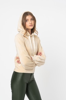 Only, Hanorac crop cu aspect catifelat Laya, Maro nisip Only, Hanorac crop cu aspect catifelat Laya, Maro nisip