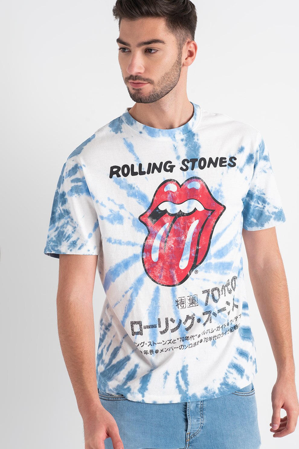 Only & Sons, Tricou relaxed fit Stones Life, Alb/Albastru/Rosu