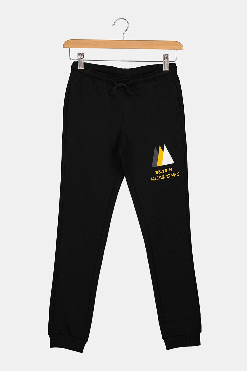 Jack&Jones, Pantaloni sport cu snur de ajustare si imprimeu discret, Negru