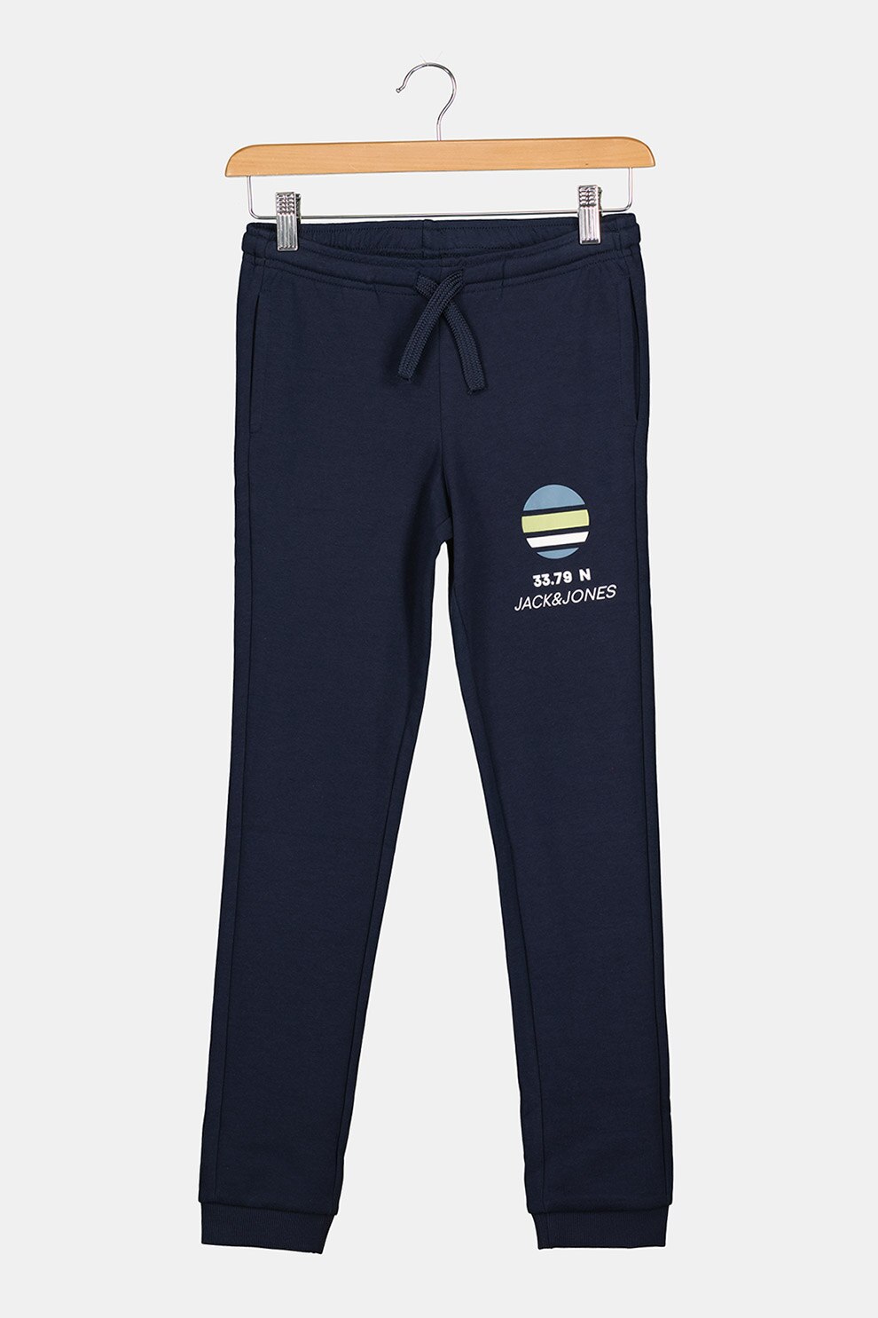 Jack&Jones, Pantaloni sport cu snur de ajustare si imprimeu discret, Bleumarin