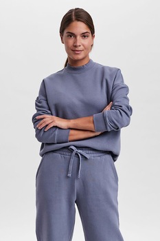 Vero Moda, Bluza sport relaxed fit din amestec de bumbac organic, Lila prafuit Vero Moda, Bluza sport relaxed fit din amestec de bumbac organic, Lila prafuit