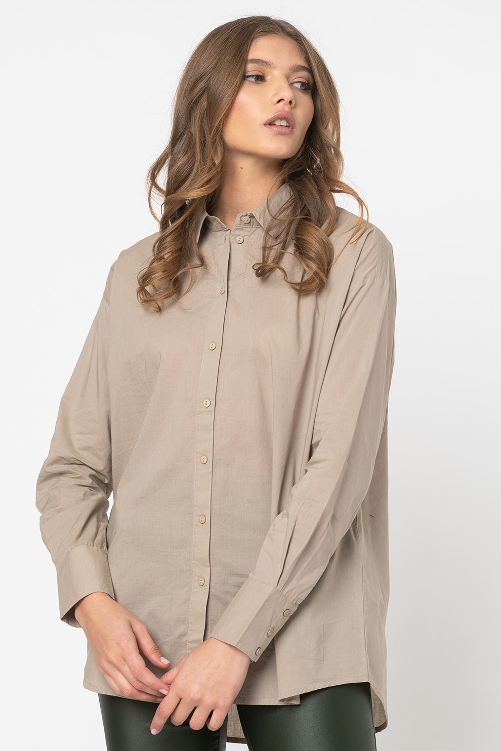 Vero Moda, Camasa de bumbac organic India, Maro nisip