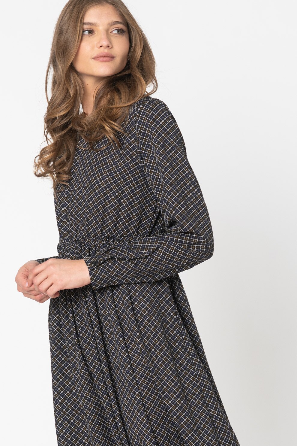 JdY, Rochie midi cu imprimeu Base Boey, Negru/Alb