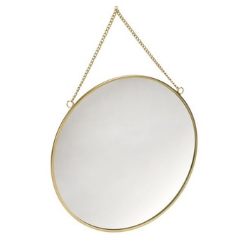 Oglinda rotunda de perete cu lant de 10 cm si culoare aurie Oglinda rotunda de perete cu lant de 10 cm si culoare aurie