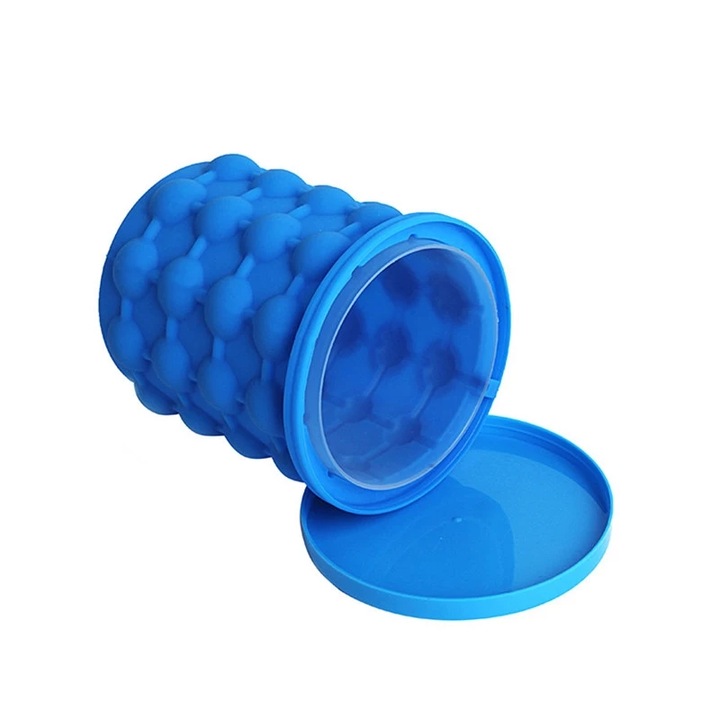 Selling Depot Smart Ice Cube Maker Jégkocka készítő, turmix típusú, szilikon, könnyen kezelhető, tetővel együtt, 120 kocka, kék, 14 x 12 cm