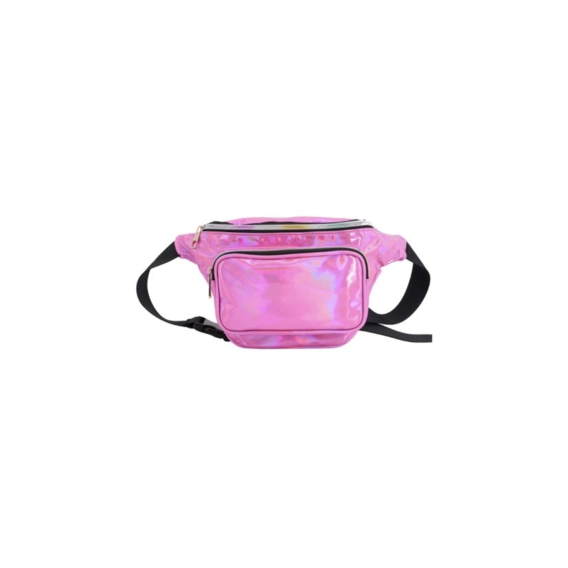 Borseta Shiny cu 3 buzunare exterioare cu fermoar, Roz