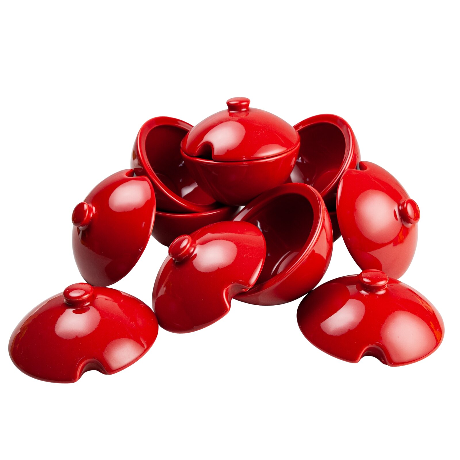 Set 6 cutii depozitare zahar, Cesiro, 200 ml, Rosu Infocat