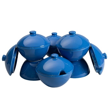 Set 6 cutii depozitare zahar, Cesiro, 200 ml, Albastru Regal Set 6 cutii depozitare zahar, Cesiro, 200 ml, Albastru Regal