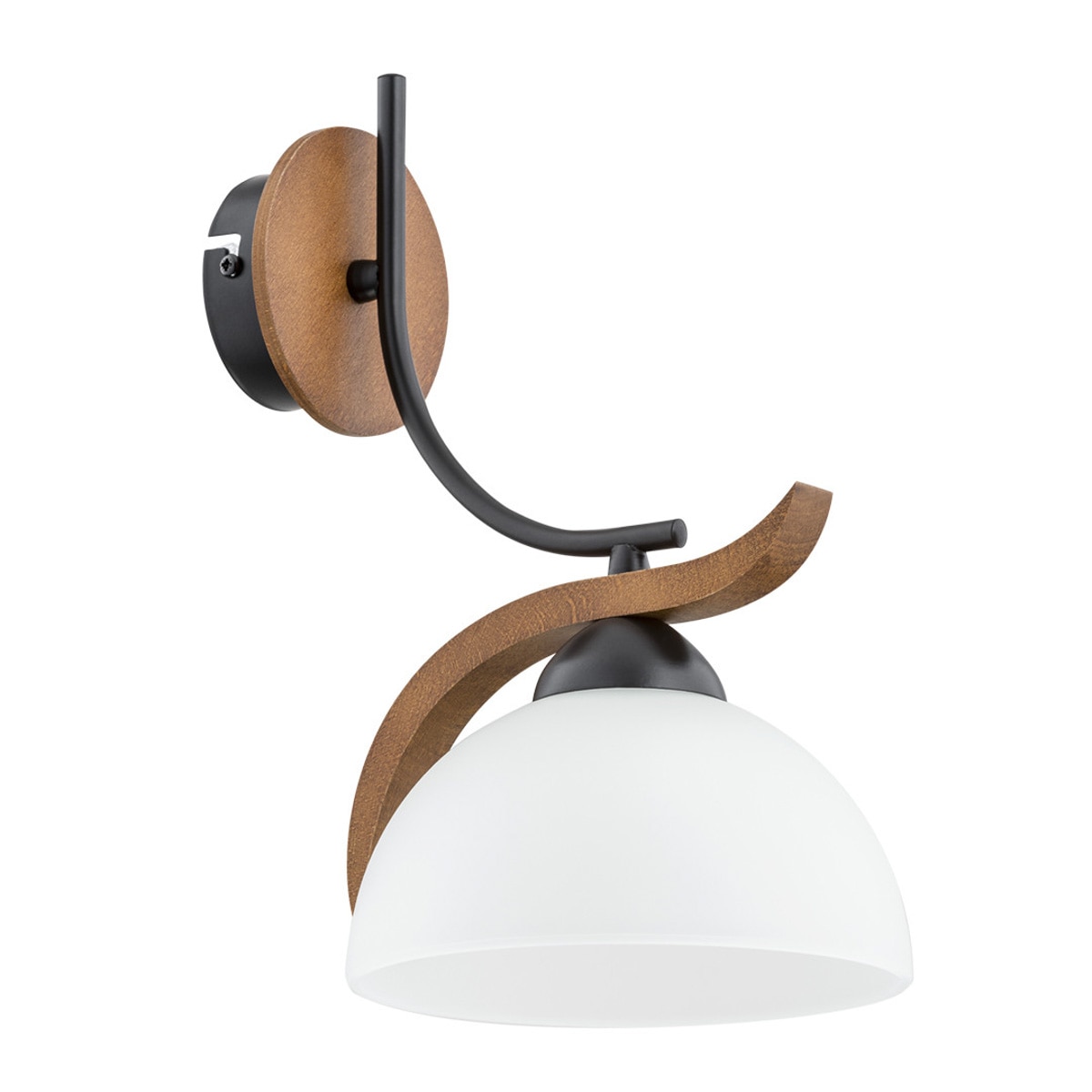 Aplica BRAN Klausen, 1xE27, Metal, Sticla, Lemn, Negru, Maro, Alb, IP20