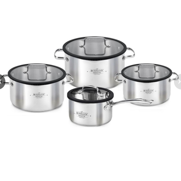 Set de oale 8 piese INOX 18/10 PREMIUM, 1.8 l/ 2 l/ 3.5 l / 5.9 l