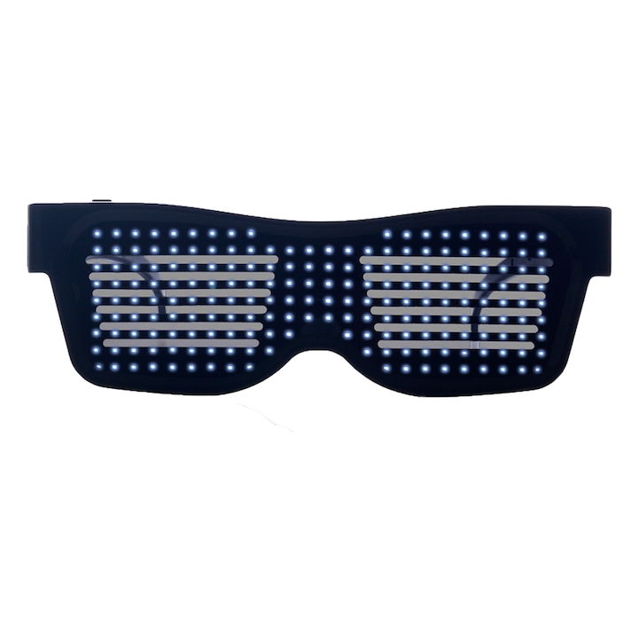 Buliszemüveg LED világítással, MAKS Party, Bluetooth csatlakozással, fekete