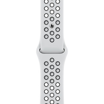 Curea pentru Apple Watch 45mm, Nike Sport Band, Pure Platinum/Black Curea pentru Apple Watch 45mm, Nike Sport Band, Pure Platinum/Black