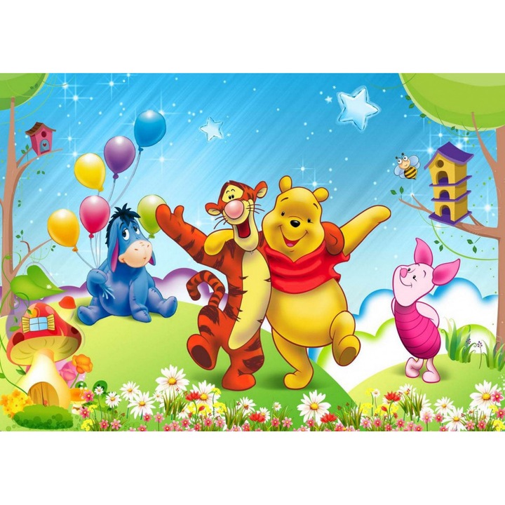 Fototapet pentru copii, Ursuletul Winnie Pooh si prietenii lui, 400 cm x 300 cm