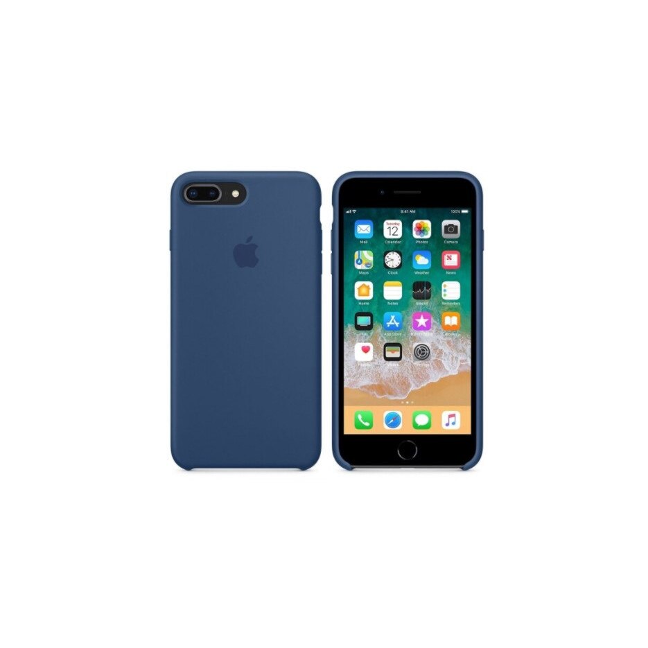 Husa cu logo Apple pentru iPhone 8 Plus, silicon, Bleumarin