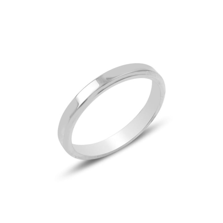 Изчистен сребърен пръстен с родиево покритие, модел брачна халка, ширина 3 мм 15393