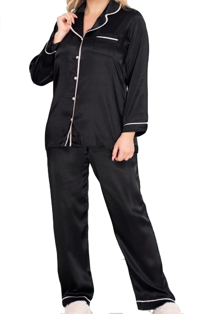 Pijama satin Jeremi 6526, Negru