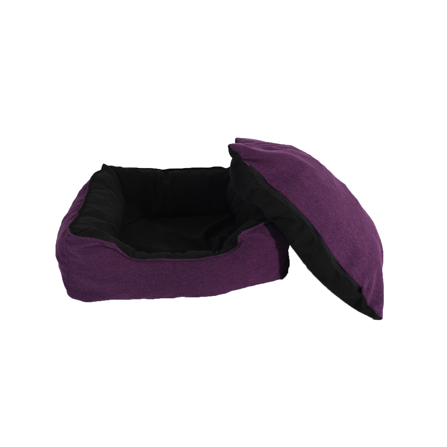 Culcus Pufrelax Pets marime M pentru caine sau pisica, Husa detasabila, Interior IMPERMEABIL, Mulberry