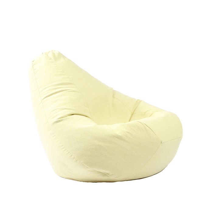 Fotoliu beanbag pentru Copii,4-14 ani,Nirvana Light,Mic,Lemon,Gama Premium Textil,husa detasabila,umplut cu perle polistiren