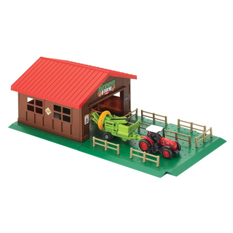 Set de joaca ferma cu tractor si accesorii, Toi-Toys