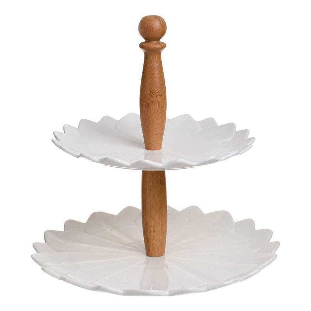 Etajera prajituri Giorgia din portelan, alb, 27 cm, InArt