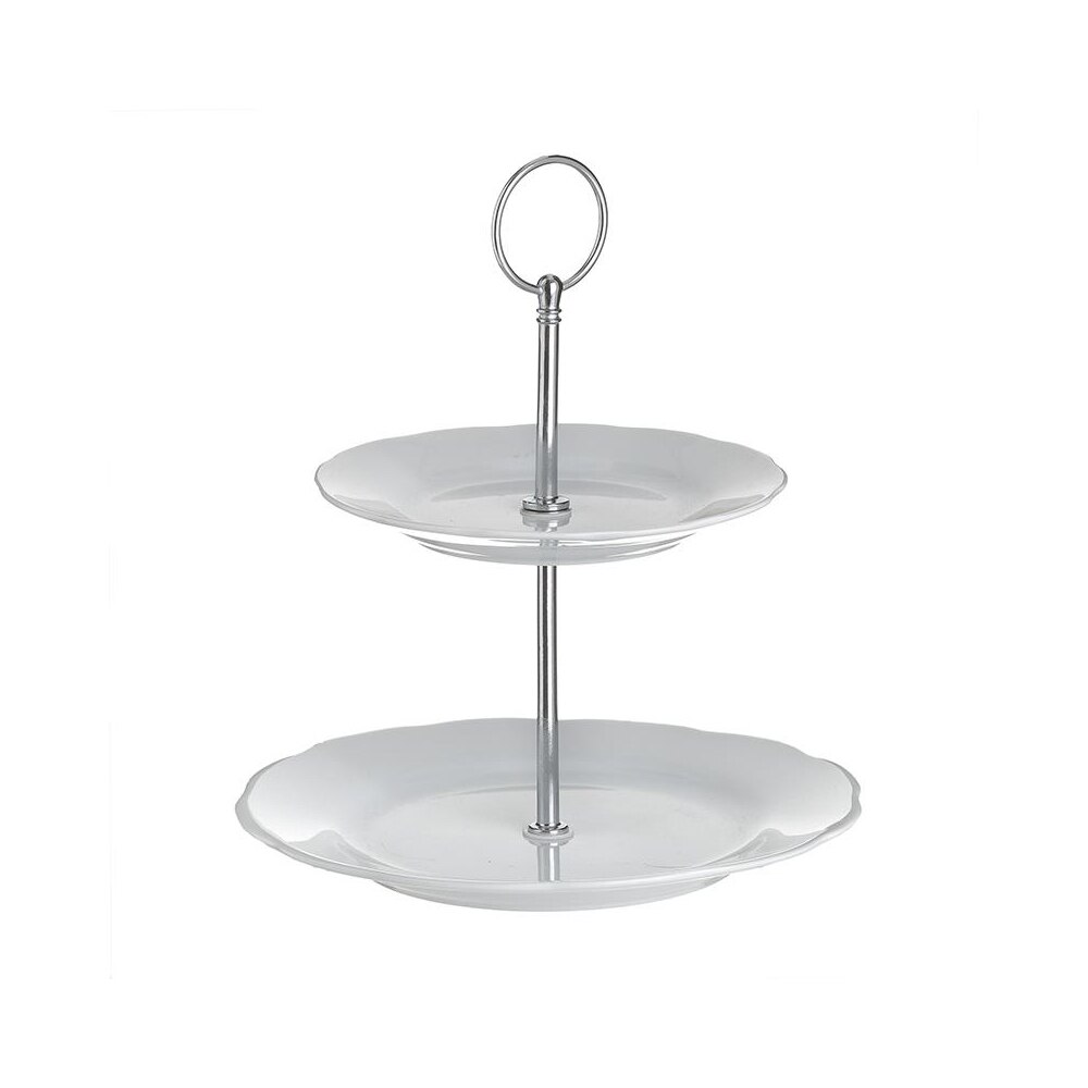 Etajera prajituri din prtelan, alb, 34 cm, InArt