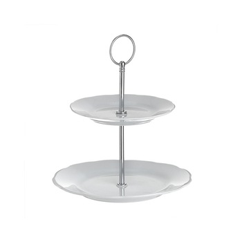 Etajera prajituri din prtelan, alb, 34 cm, InArt Etajera prajituri din prtelan, alb, 34 cm, InArt