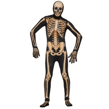 Costum de Schelet pentru Halloween, Unisex , marimea Standard , Negru/bej Costum de Schelet pentru Halloween, Unisex , marimea Standard , Negru/bej