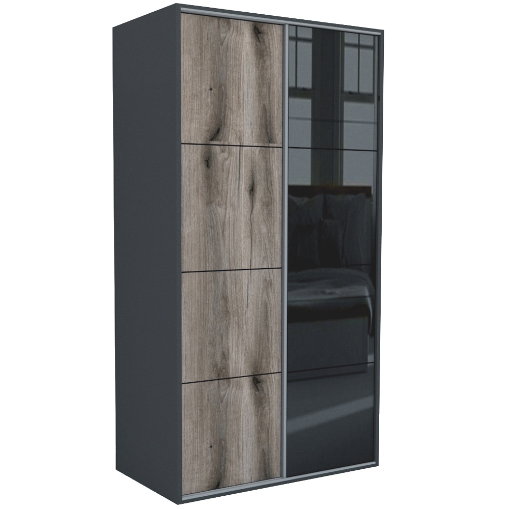 Dressing Genarom LEX D, Gri / Stejar Monastery / Negru Lucios L, 120 x 240 x 66 cm