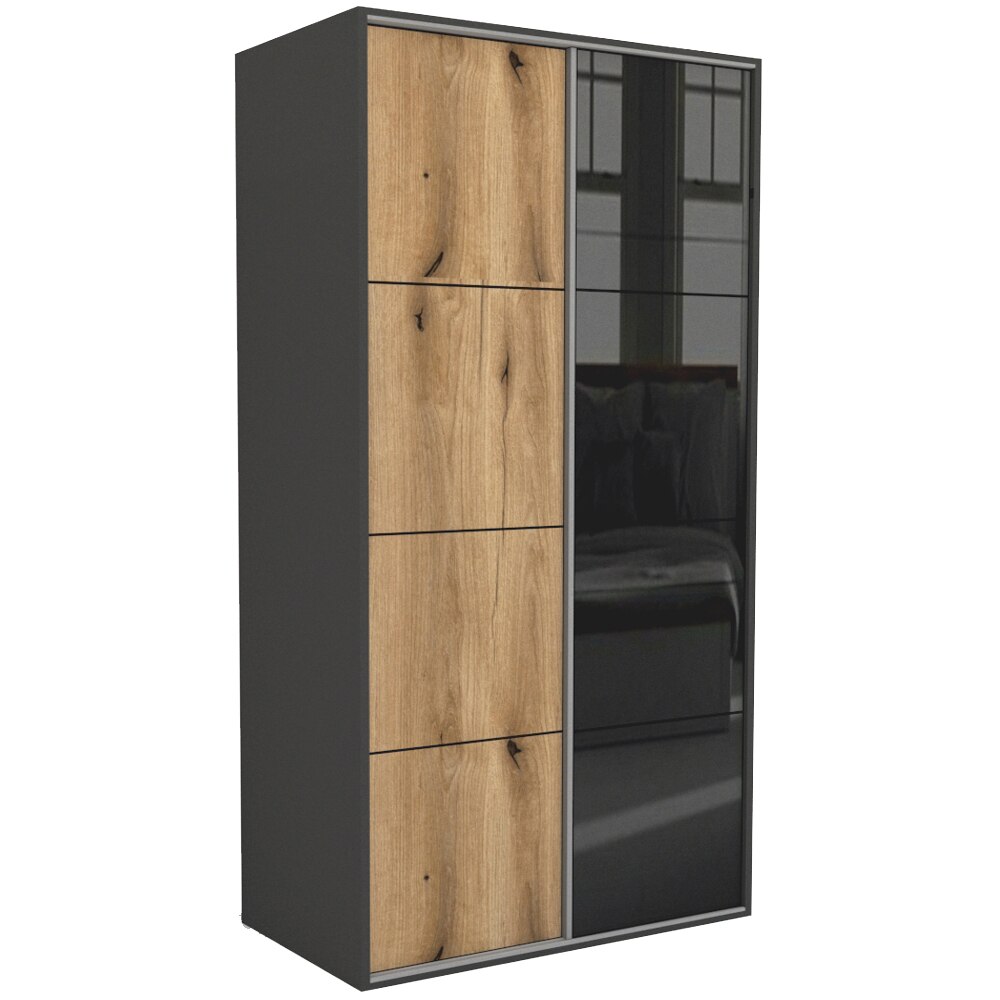 Dressing Genarom LEX D, Gri / Stejar Wotan / Negru Lucios L, 120 x 240 x 66 cm