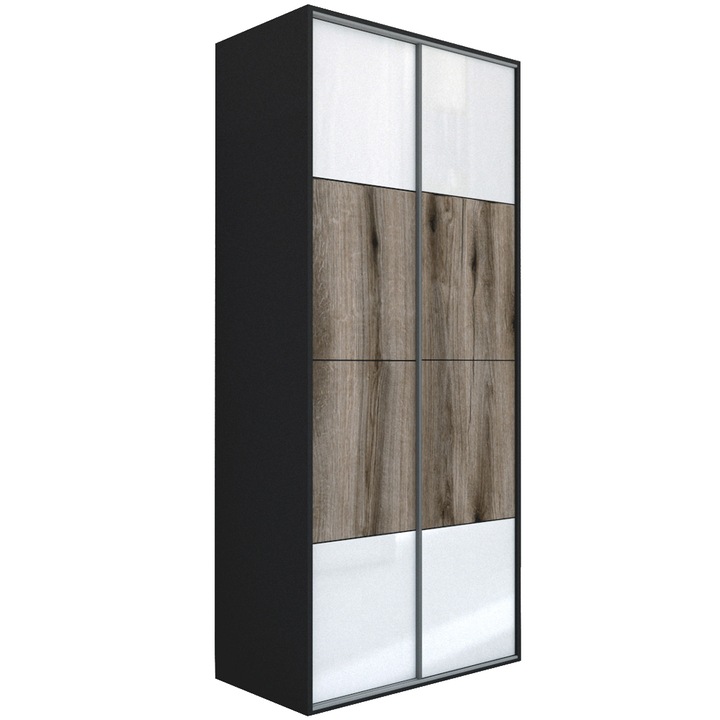 Dressing Genarom LEX B, Gri / Gri Lucios / Stejar Monastery M, 120 x 240 x 66 cm