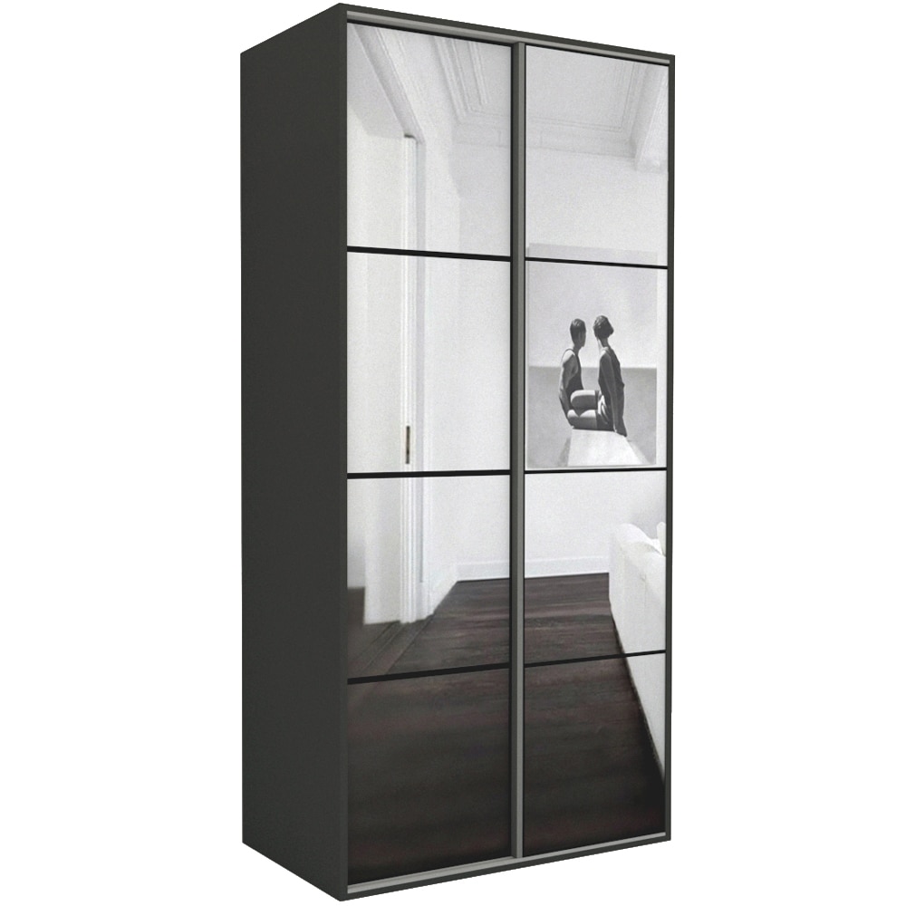 Dressing Genarom LEX C, Gri / Oglinda, 120 x 240 x 66 cm