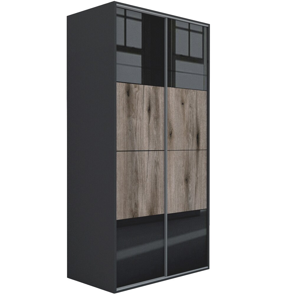 Dressing Genarom LEX B, Gri / Negru Lucios / Stejar Monastery, 120 x 240 x 66 cm