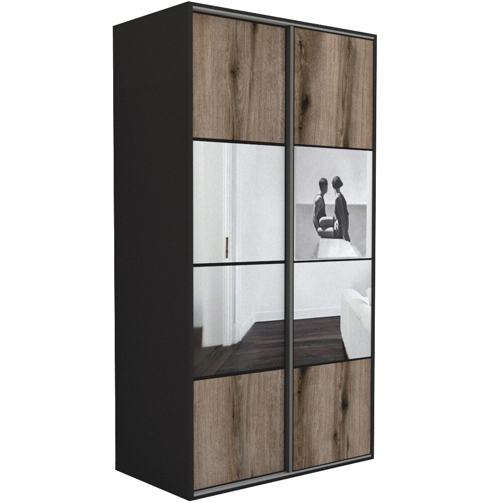 Dressing Genarom LEX B, Gri / Stejar Monastery / Oglinda M, 120 x 240 x 66 cm