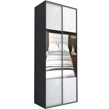 Dressing Genarom LEX B, Gri / Gri Lucios / Oglinda M, 120 x 240 x 66 cm Dressing Genarom LEX B, Gri / Gri Lucios / Oglinda M, 120 x 240 x 66 cm