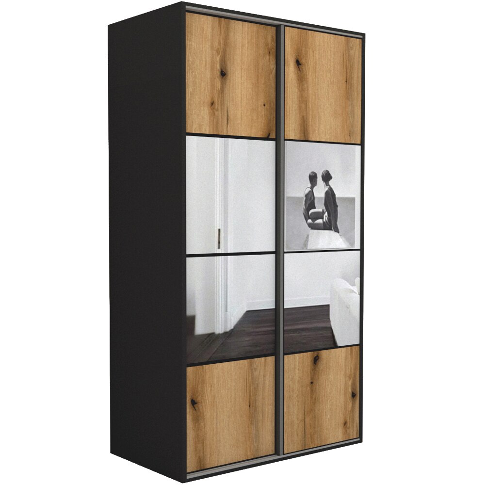 Dressing Genarom LEX D, Gri / Stejar Wotan / Oglinda M, 120 x 240 x 66 cm