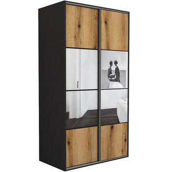 Dressing Genarom LEX D, Gri / Stejar Wotan / Oglinda M, 120 x 240 x 66 cm Dressing Genarom LEX D, Gri / Stejar Wotan / Oglinda M, 120 x 240 x 66 cm