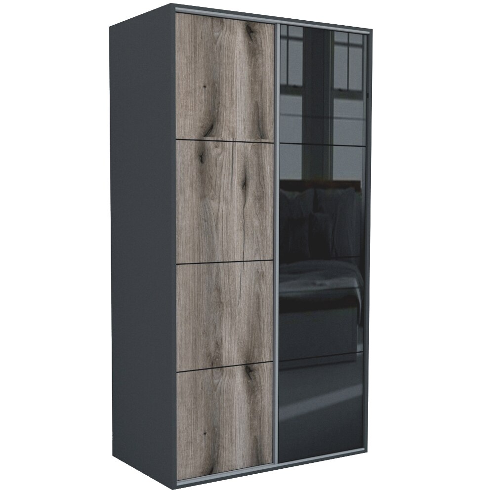 Dressing Genarom LEX C, Gri / Stejar Monastery / Negru Lucios L, 120 x 240 x 66 cm