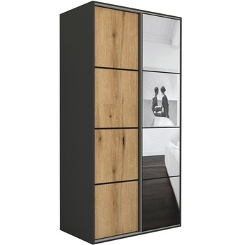 Dressing Genarom LEX C, Gri / Stejar Wotan / Oglinda L, 120 x 240 x 66 cm Dressing Genarom LEX C, Gri / Stejar Wotan / Oglinda L, 120 x 240 x 66 cm